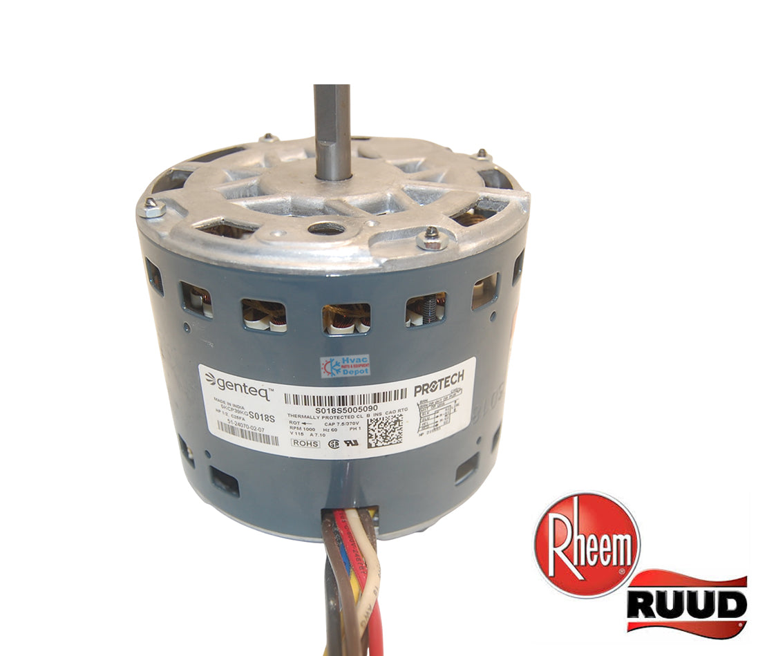 Ruud/Rheem 51-24070-02 - Blower Motor - 1/2 HP 120/1/60 (1075 rpm/4 speeds)