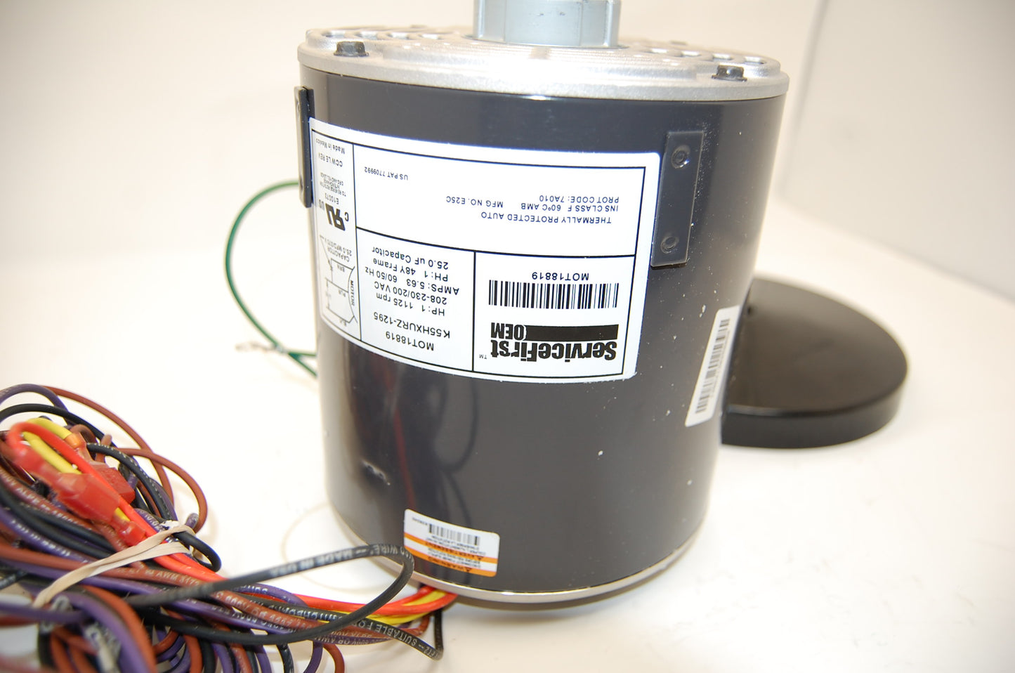 MOT18819 1 HP, 208-230/200V, 48 FRAME, 1125 RPM K55HURZ-1295 Trane Packaged Unit