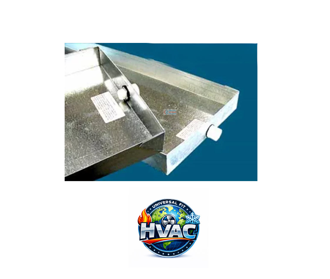 M&M DP-F1643 Secondary Drain Pan with PVC Fitting 16" x 43" 28 Gauge Galvanized Steel