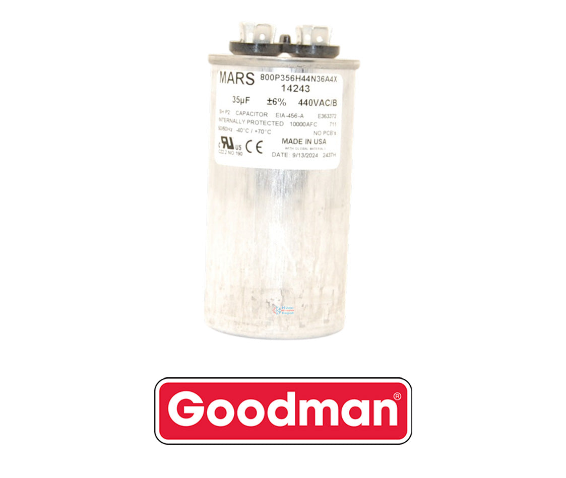 Goodman PROPARTS PPHD35440OV Heavy Duty Run Capacitor – 35 MFD, 440 VAC, Oval