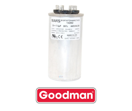 Goodman PROPARTS PPHD7530440RD Heavy Duty Dual Run Capacitor – 30 + 7.5 MFD, 440 VAC, Round