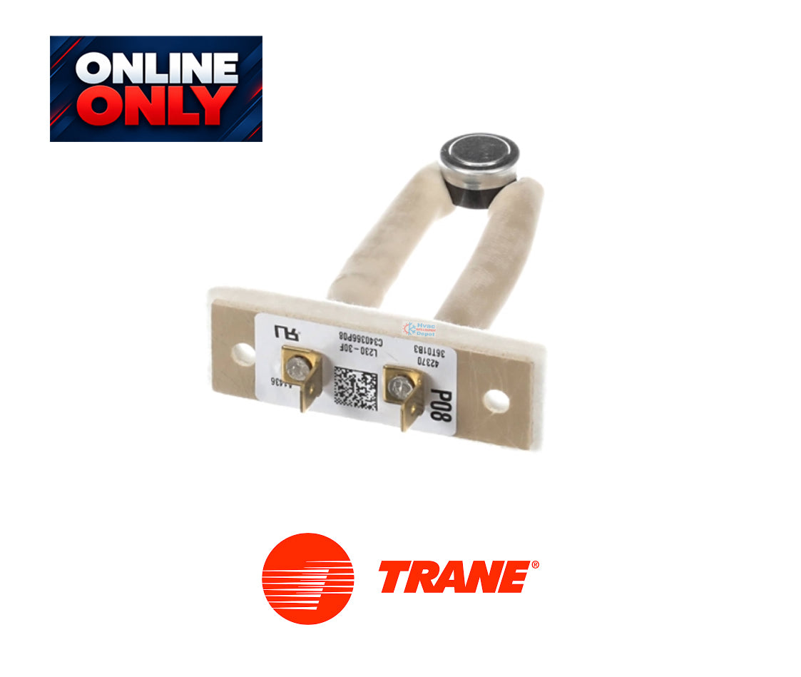 Trane American Standard SWT01652 OEM Thermal Limit Switch – Opens at 230°F, Closes at 200°F, 5.8 FLA at 120V – Furnace High-Temperature Safety Control