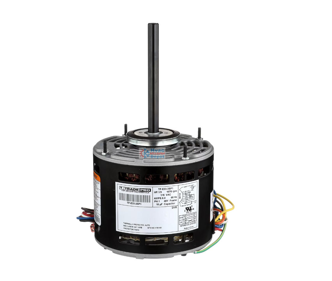 TRADEPRO P/N TP-E50-3SP1 – Genuine OEM Evaporator Blower Motor (1/2 HP, 1075 RPM, 3-Speed)