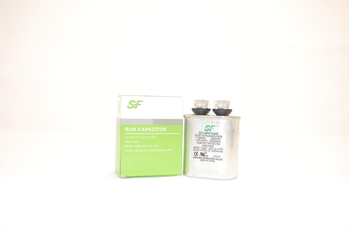 Capacitor; 7.5MFD 370/440V Oval Run Capacitor