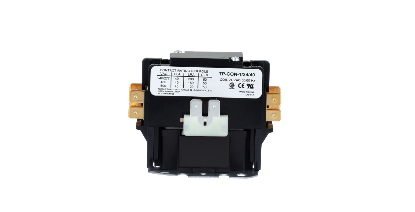 TRADEPRO TP-CON-1/24/40 – 1 Pole Contactor with Shunt – 24 VAC – 40 Amp