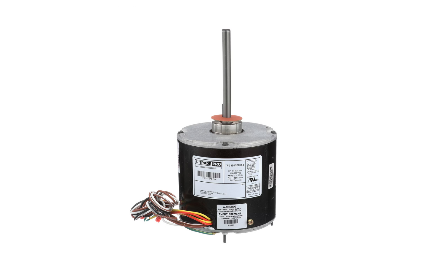 TRADEPRO TP-C33-1SP2HT-8 – High-Temperature 1/3 HP Condenser Fan Motor