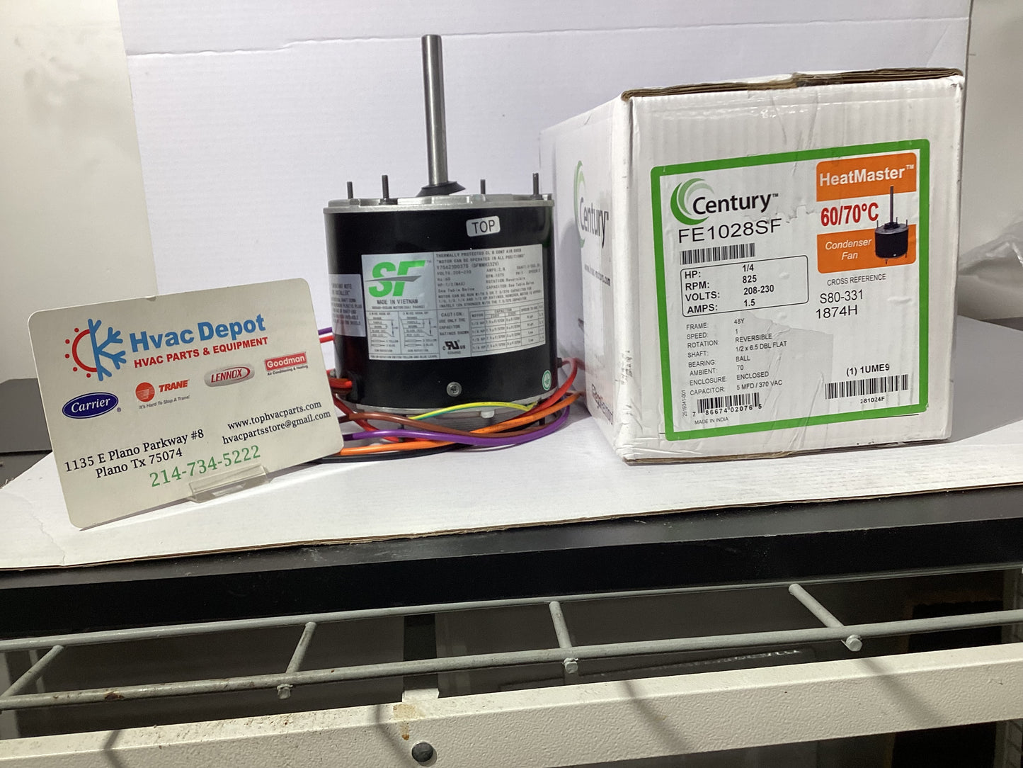 Centrury Condenser Fan Motor FE1028SF MOTOR;1/4 HP,825 RPM,208-230 VOLT,48 FR,TEAO ENCL,70C HIGH TEMP