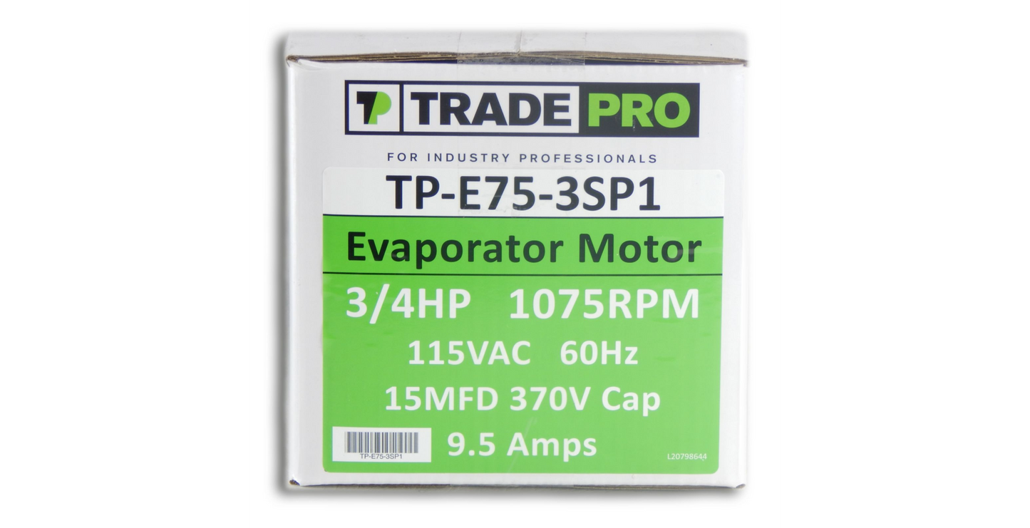 TP EVP 3/4HP 1075RPM 115V Evaporator Motor