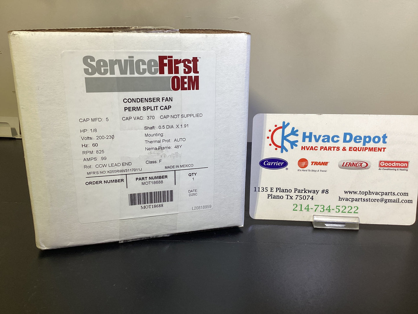 1\8 HP 825 RPM OEM Condenser Fan Motor Trane / American Standard MOT18688