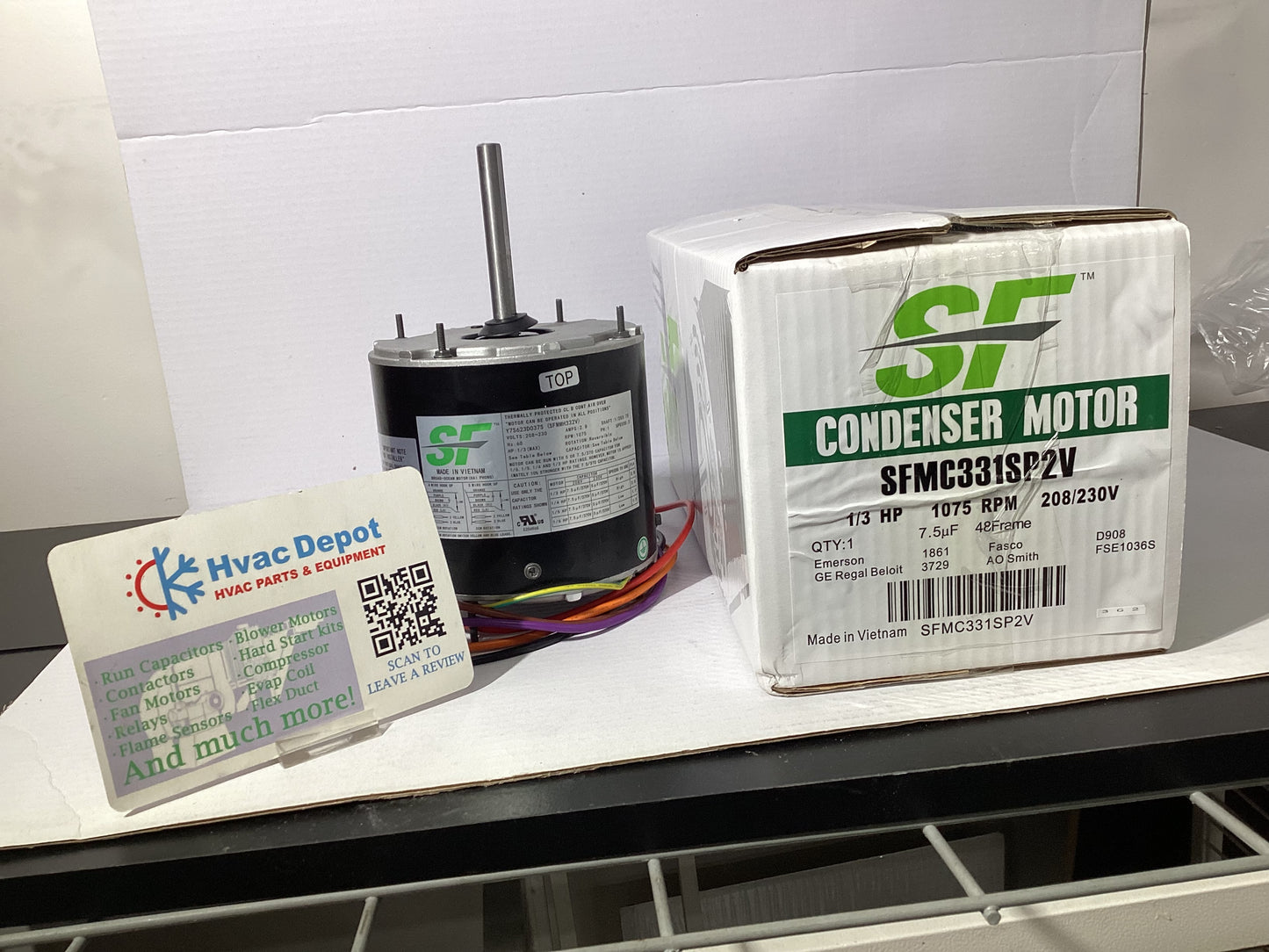 Condenser Motor SFMC331SP2V 1/3HP 1075RPM 208/230V