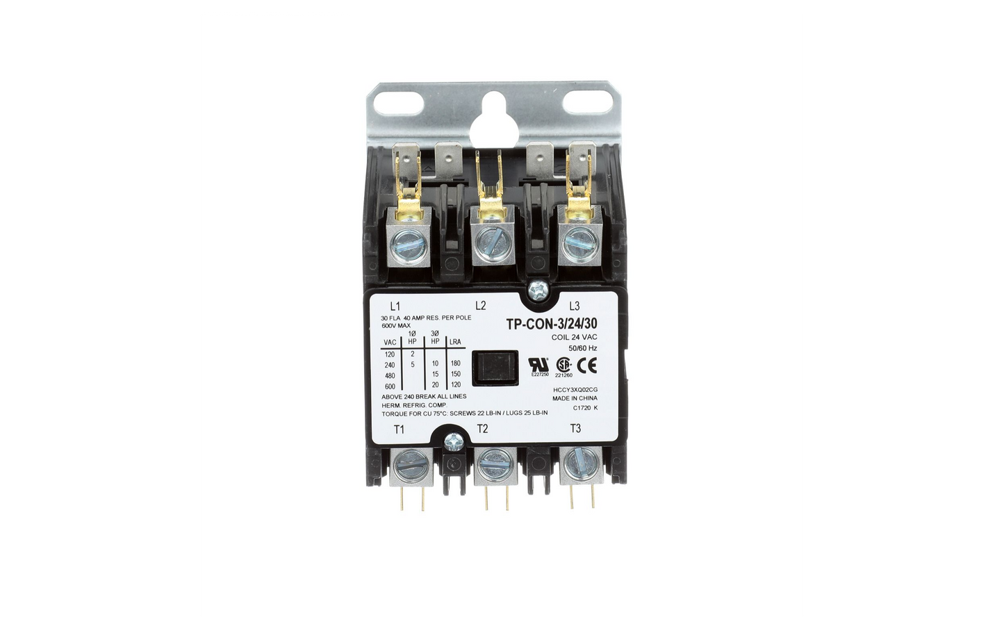 TP CONT 3POLE 24VAC 30AMP