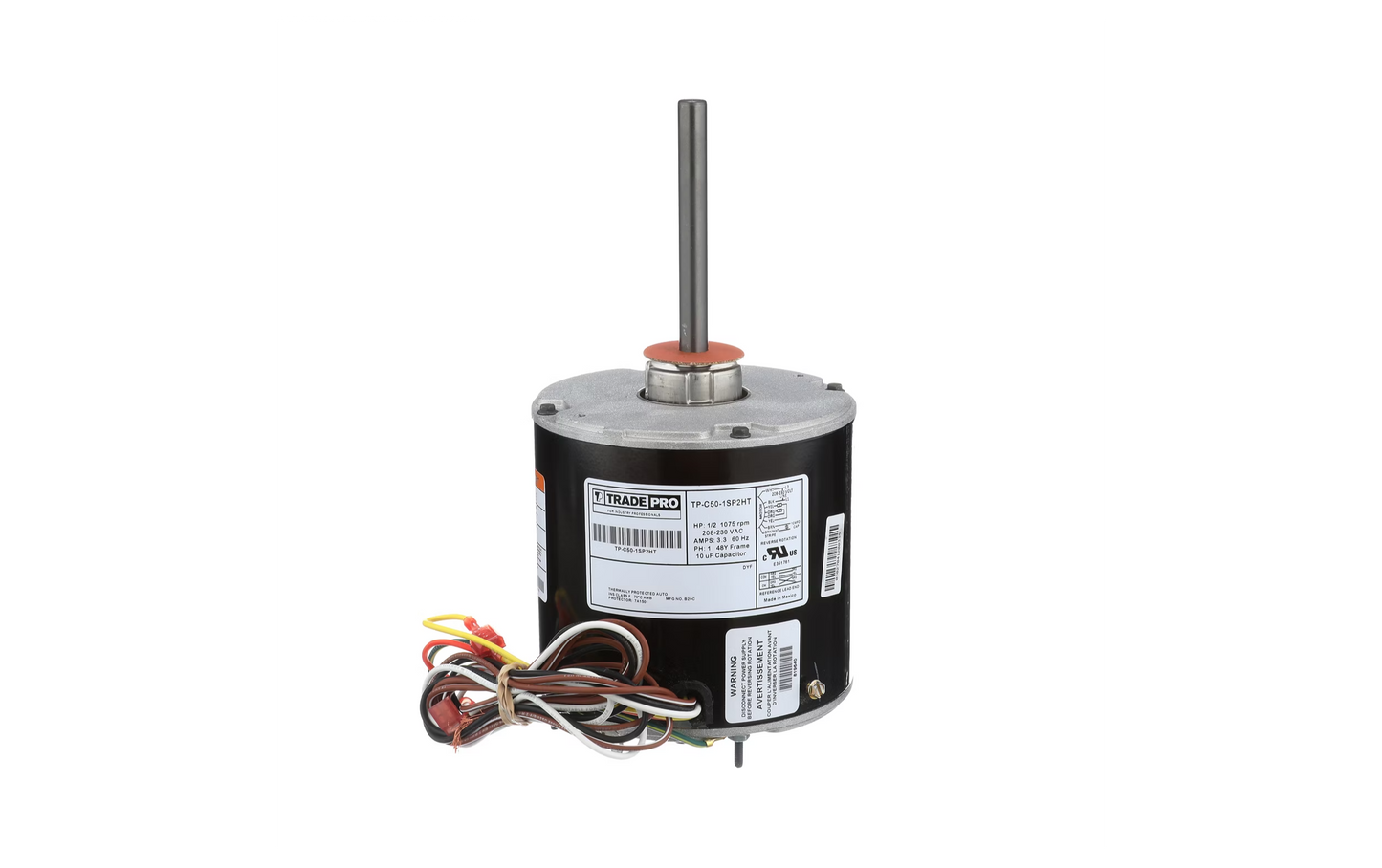 Condenser Fan Motor, 1/2 HP, Hi-Temp, 208-230/1/60, 1075 RPM