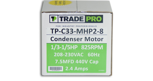 TRADEPRO TP-C33-MHP2-8 Condenser Motor | 825 RPM 208-230V 1/3 - 1/5 Multi-HP 48 Frame