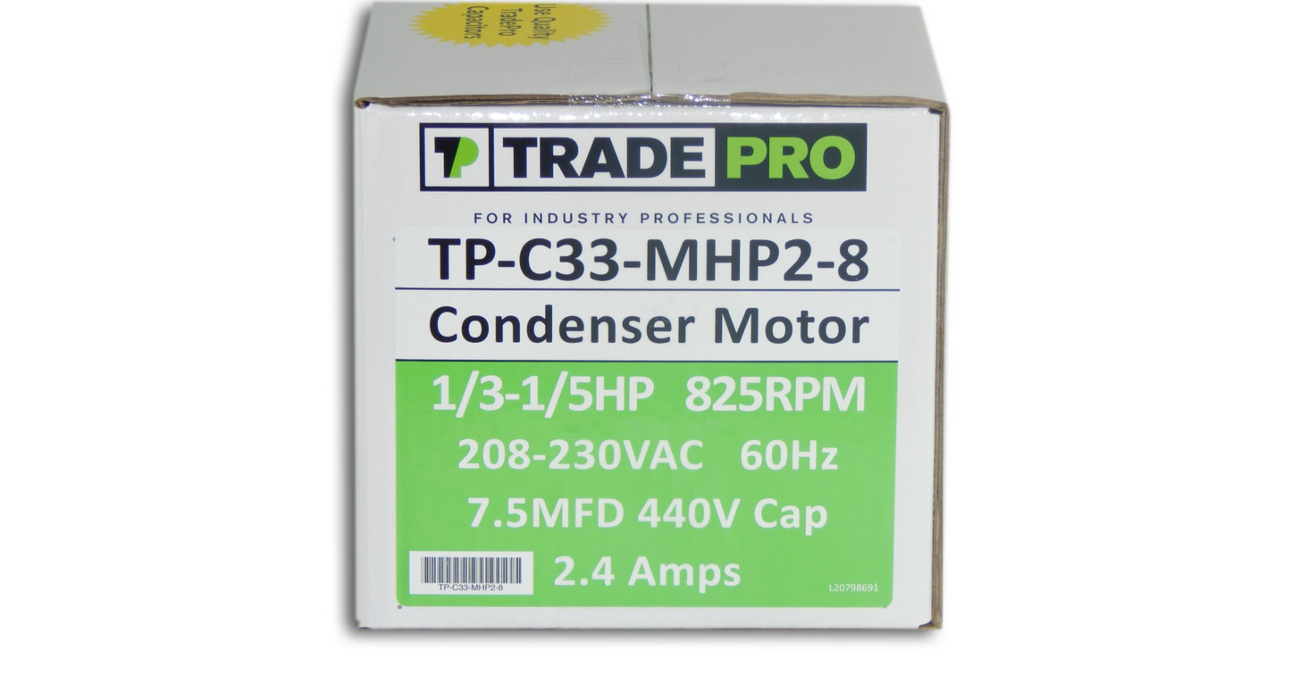 Condenser Motor 1/3 - 1/5 Multi-Horsepower TP-C33-MHP2-8 - Condenser Motor