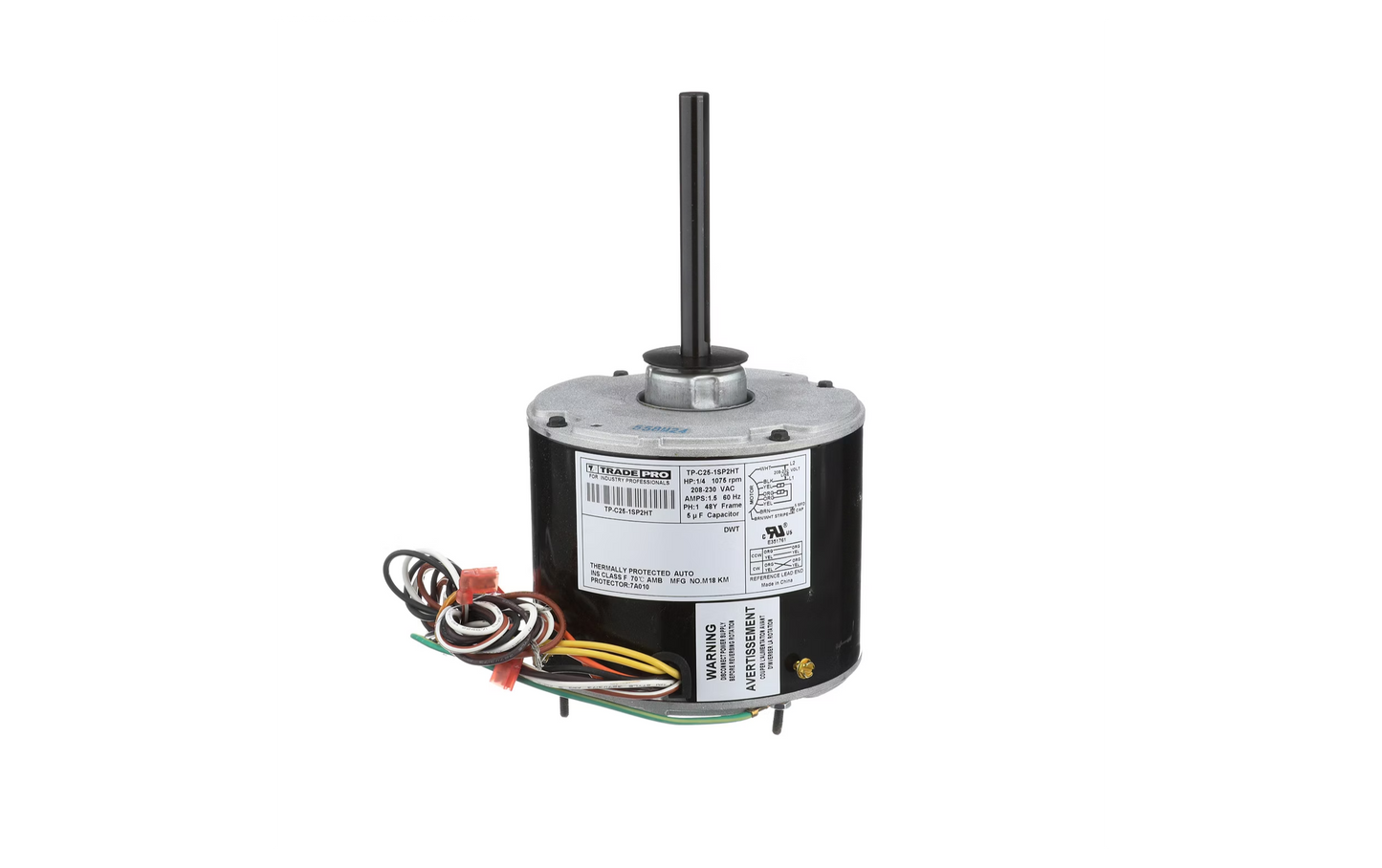 TP-C25-1SP2HT - Condenser Motor - 1 Speed, 1075 RPM, 230 Volt, 1/4 Horsepower, High Temperature