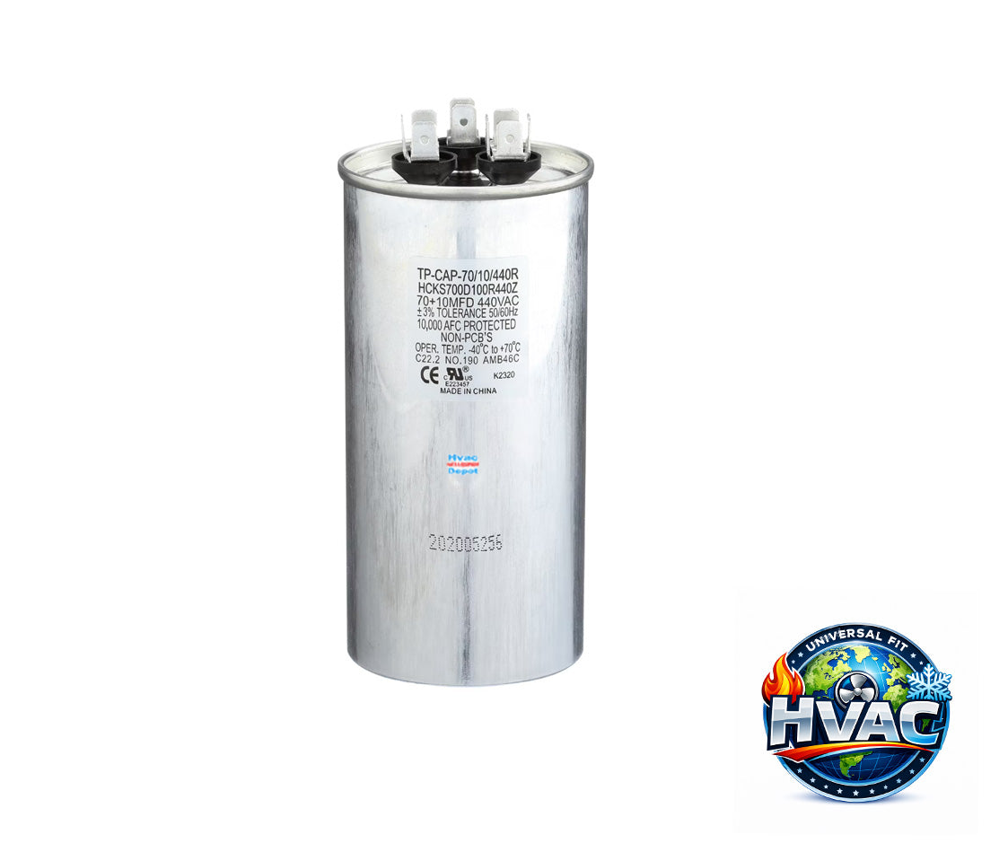 Protech 43-101665-58 Capacitor Replacement - TRADEPRO® TP-CAP-70/10/440R-A Run Capacitor – Genuine OEM 70+10 MFD 440V Round Dual Run Capacitor