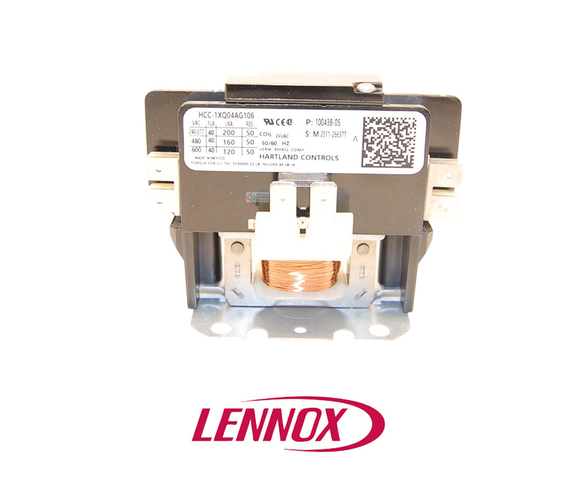Lennox 100438-05 Definite Purpose Contactor – 40 Amp, 1-Pole, 24 VAC, 50/60 Hz 10F74