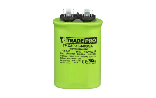Run Capacitor, 10/440 VAC, Oval