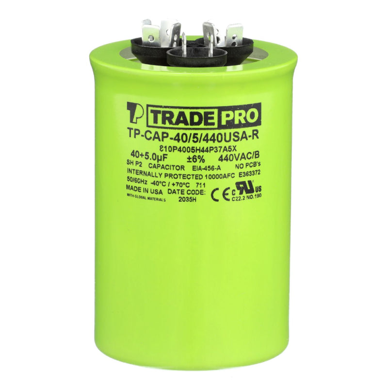 Round Capacitor, 40/5/440V- USA Made