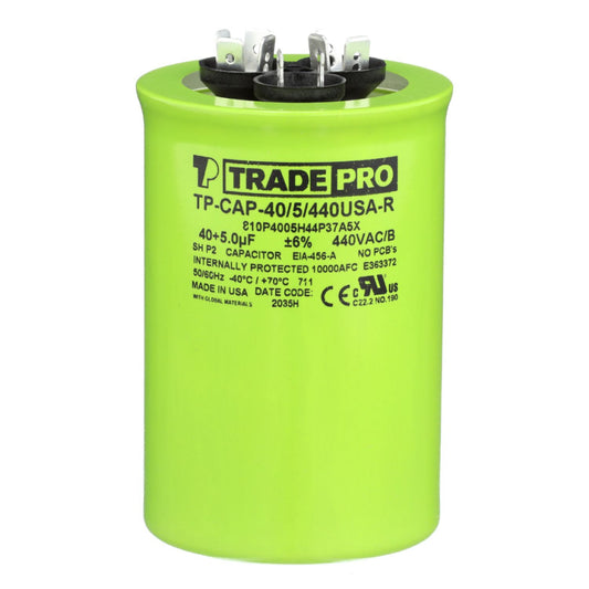 Round Capacitor, 40/5/440V- USA Made