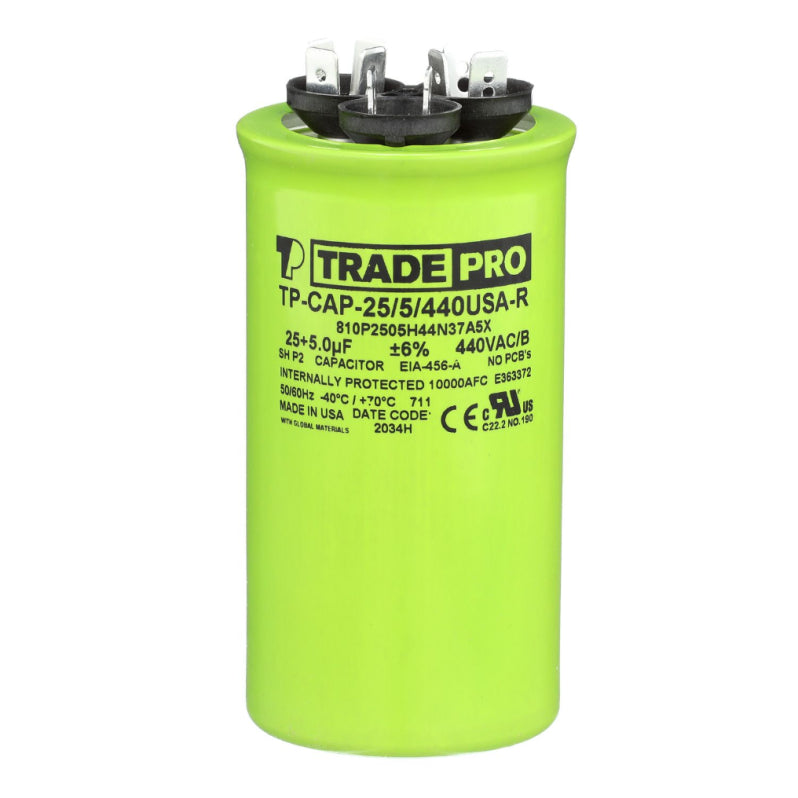 Round Capacitor, 25/5/440V- USA Made