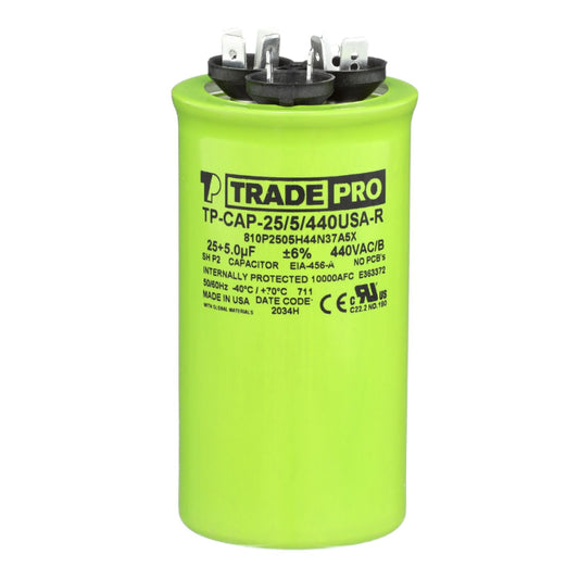 Round Capacitor, 25/5/440V- USA Made