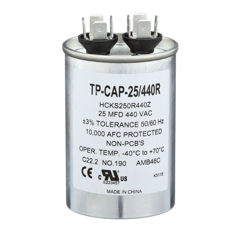 Run Capacitor, 25/440 VAC, Round