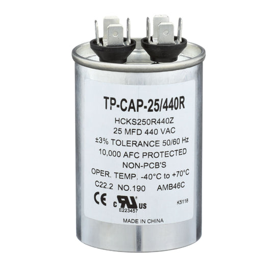 Run Capacitor, 25/440 VAC, Round