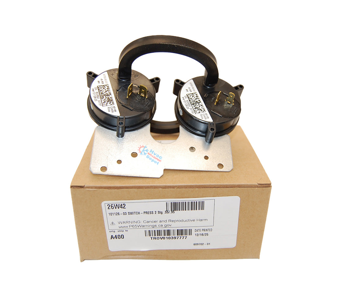 Lennox 26W42 – Genuine OEM 2-Stage Pressure Switch (0.95" / 0.55" W.C., 101126-03) On-Line Only
