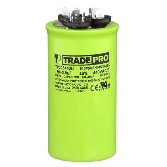 Round Capacitor, 30/3/440V- USA Made