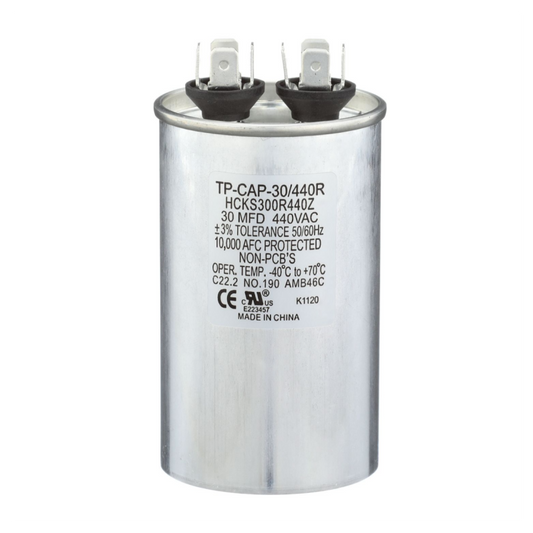 Run Capacitor, 30/440 VAC, Round