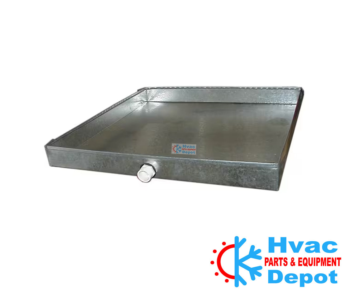 M&M DP-W3632-22GW Welded Drain Pan with PVC Fitting 36" x 32" 22 Gauge Heavy Duty Galvanized Steel