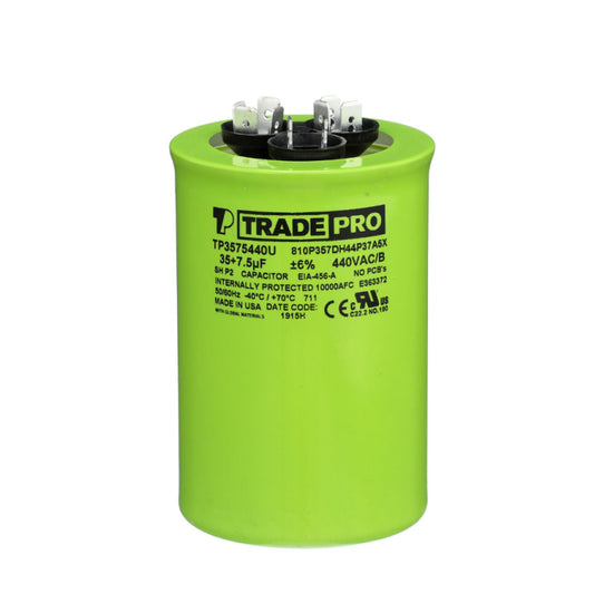 Round Capacitor, 30/7.5/440V- USA Made