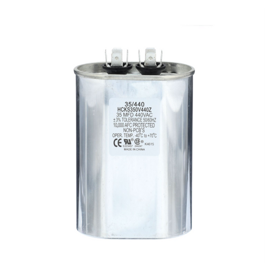 Run Capacitor, 35/440 VAC, Oval
