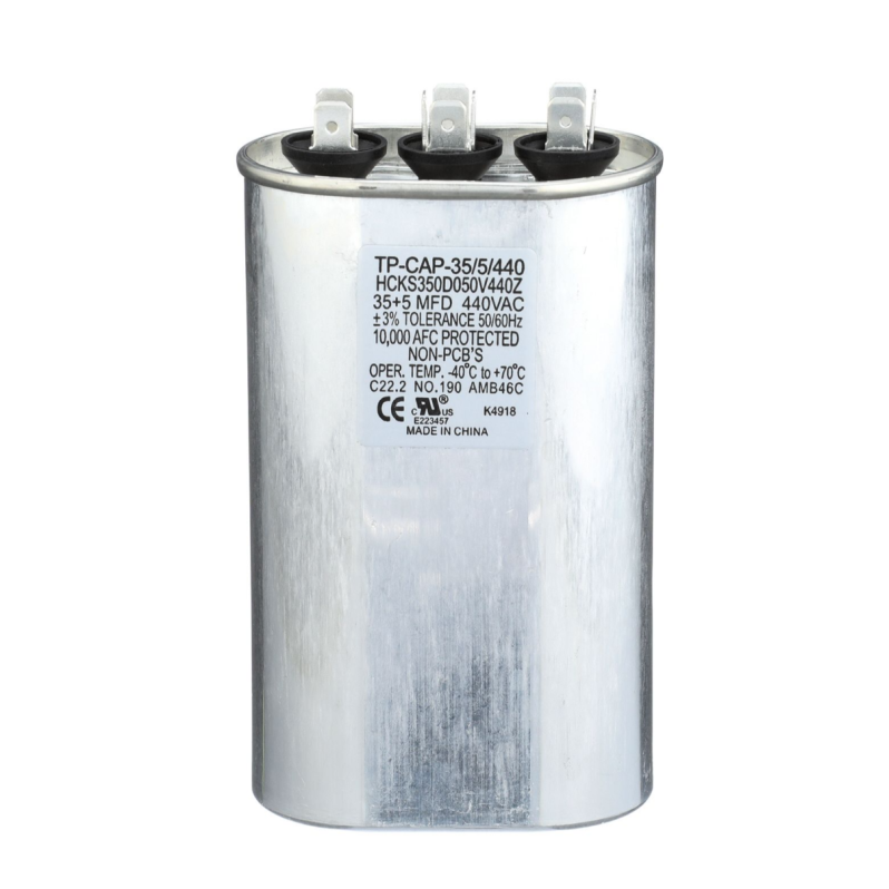 Run Capacitor, 35/5/440 VAC, Oval, Dual Rated
