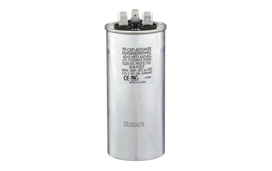 Run Capacitor, 40/5/440 VAC, Round, Dual Rated