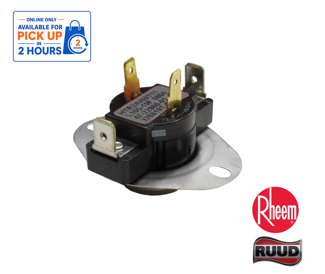 Rheem PROTECH 47-22860-01 OEM Automatic Reset Limit Switch (HALC) – Furnace Temperature Safety Control