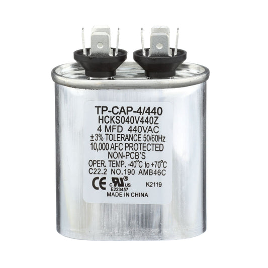 Run Capacitor, 4/440 VAC, Oval
