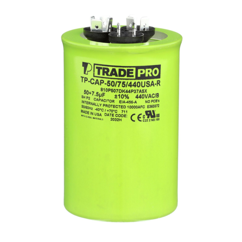 Round Capacitor, 50/7.5/440V- USA Made