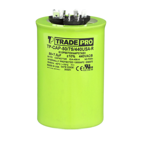 Round Capacitor, 50/7.5/440V- USA Made
