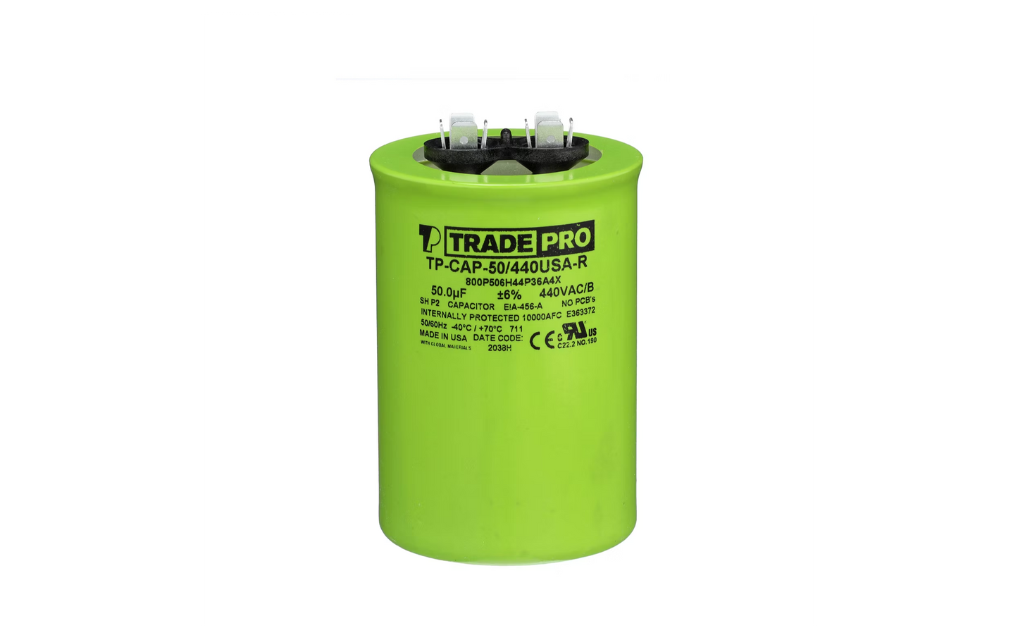 Round Capacitor, 55/440V- USA Made