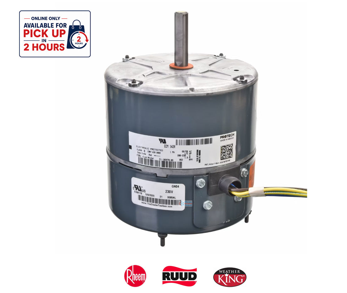 Rheem PROTECH 51-102870-09 Outdoor ECM Condenser Motor - 1/3 HP 208-230V