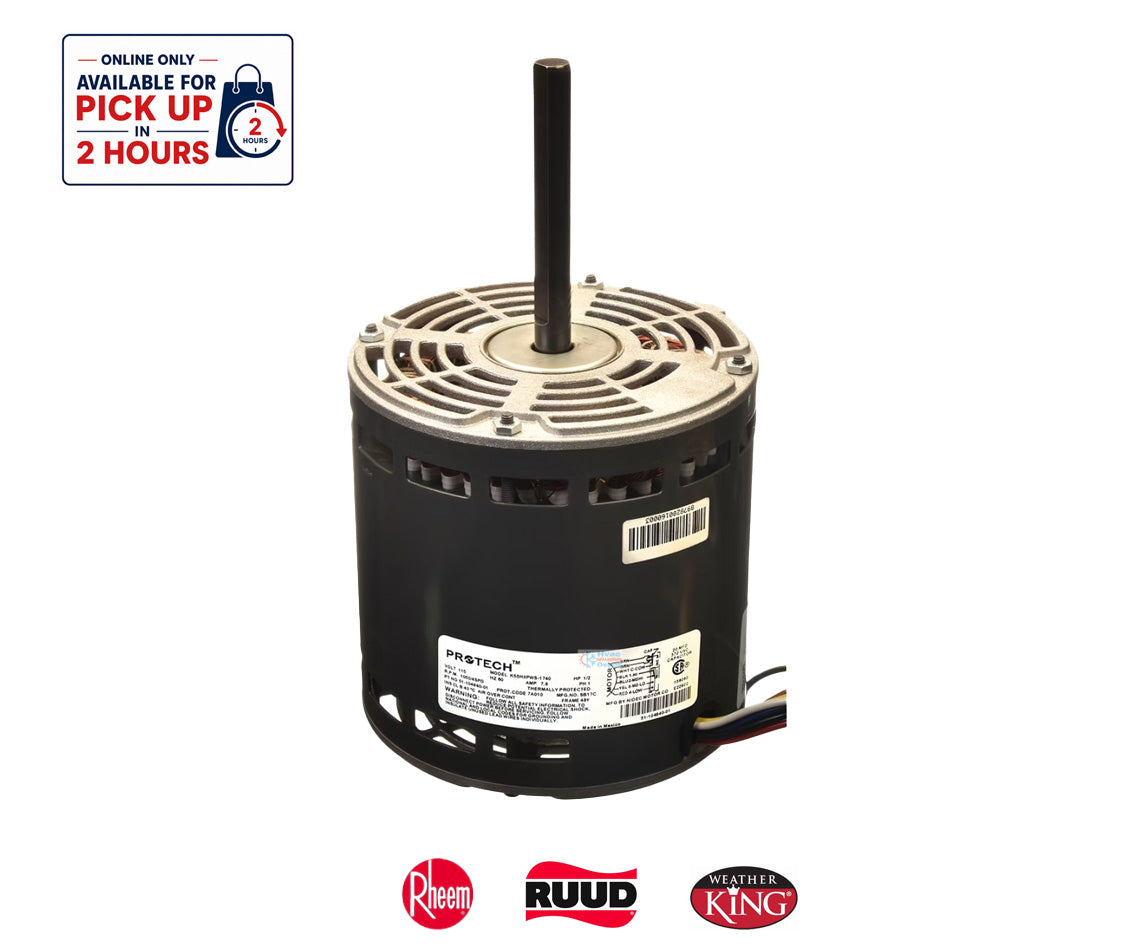 Rheem PROTECH™ 51-104940-01 Blower Motor – Genuine OEM 1/2 HP 120V 1075 RPM 4-Speed