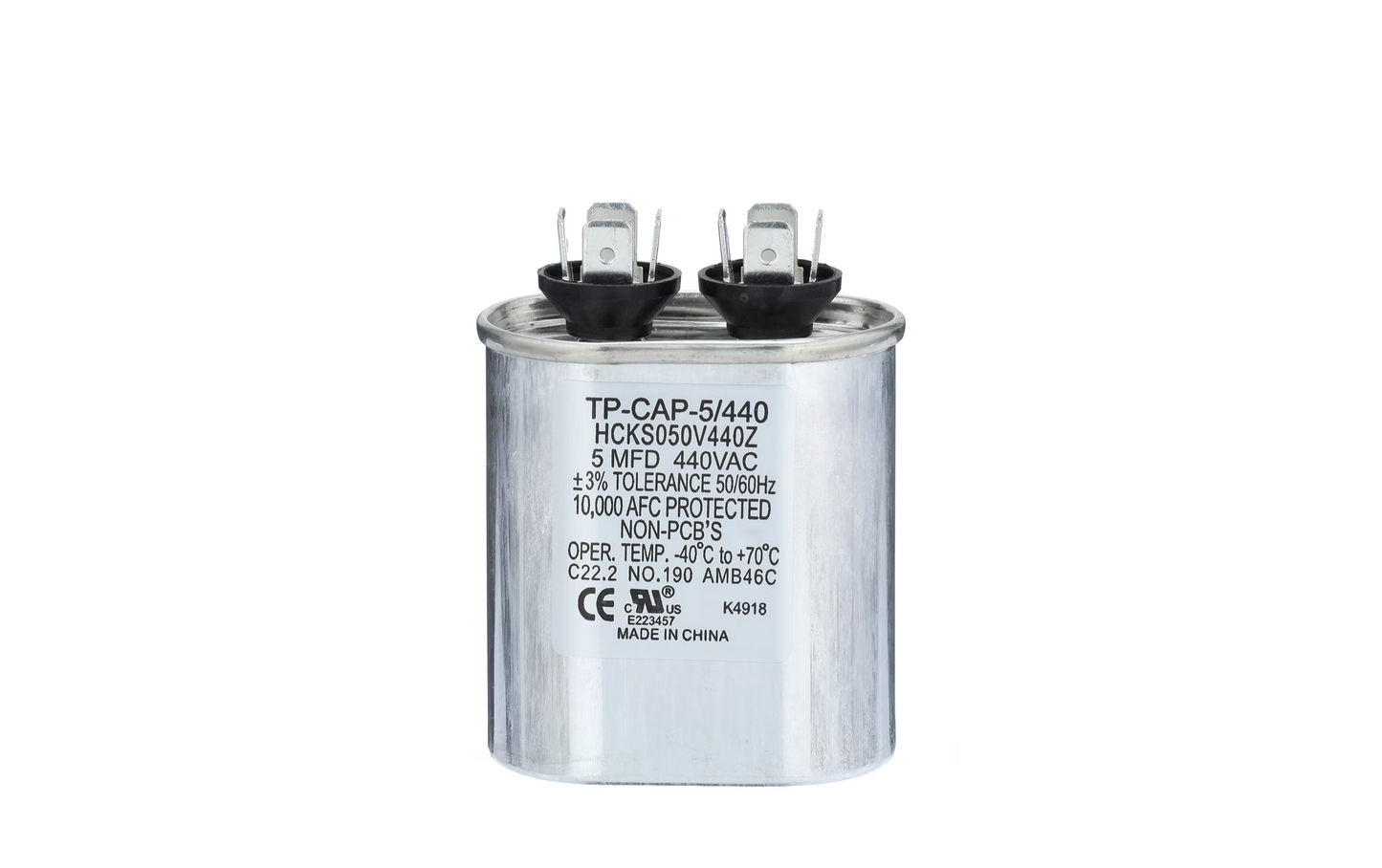 Run Capacitor, 5/440 VAC, Oval