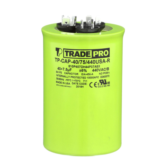 Round Capacitor, 40/7.5/440V- USA Made