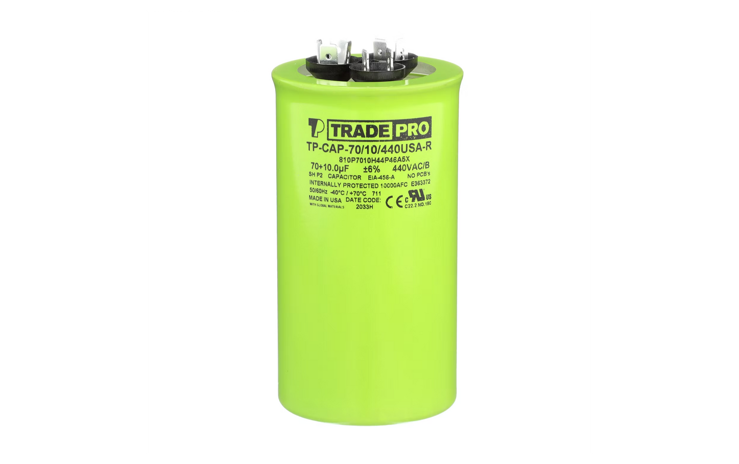 Round Capacitor, 70/10/440V- USA Made