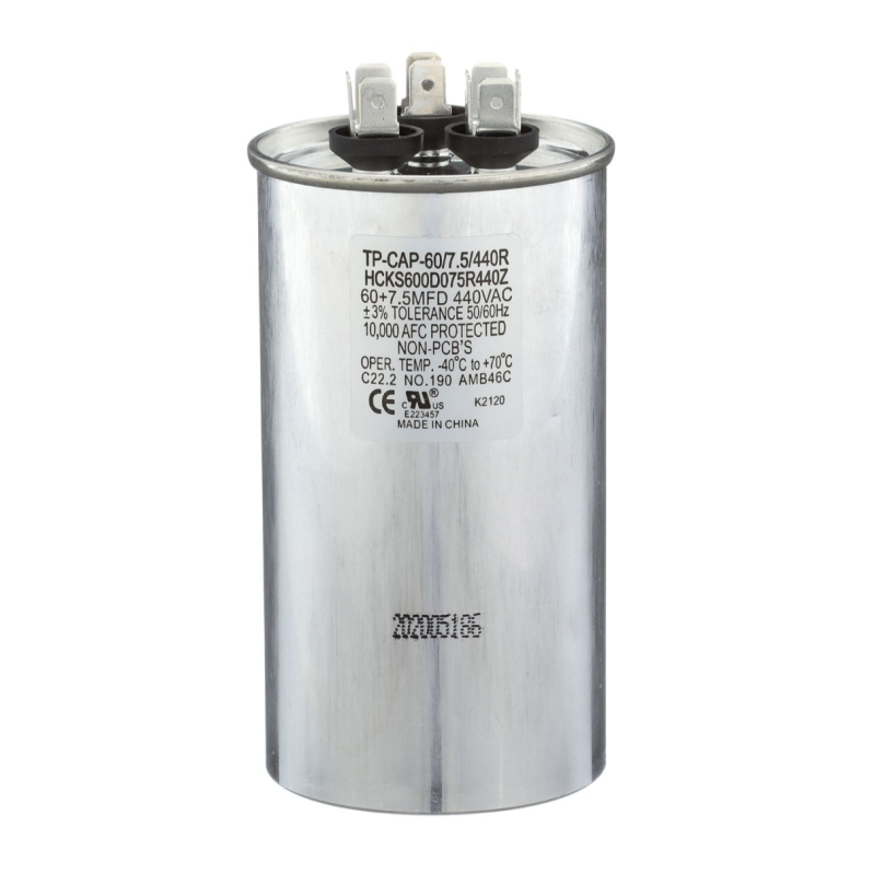 Run Capacitor, 60/7.5/440 VAC, Round