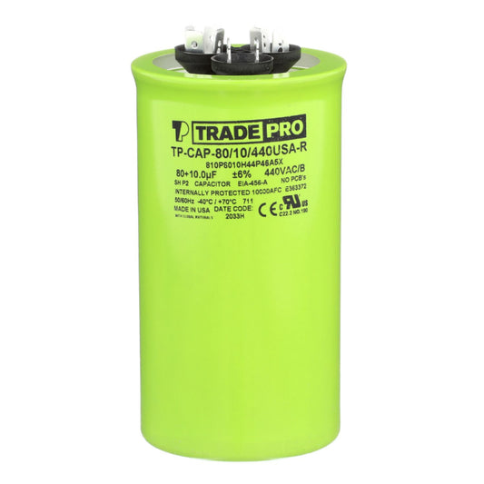 Round Capacitor, 80/10/440V- USA Made
