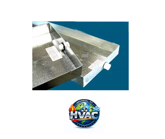 M&M DP-F1643 Secondary Drain Pan with PVC Fitting 16" x 43" 28 Gauge Galvanized Steel