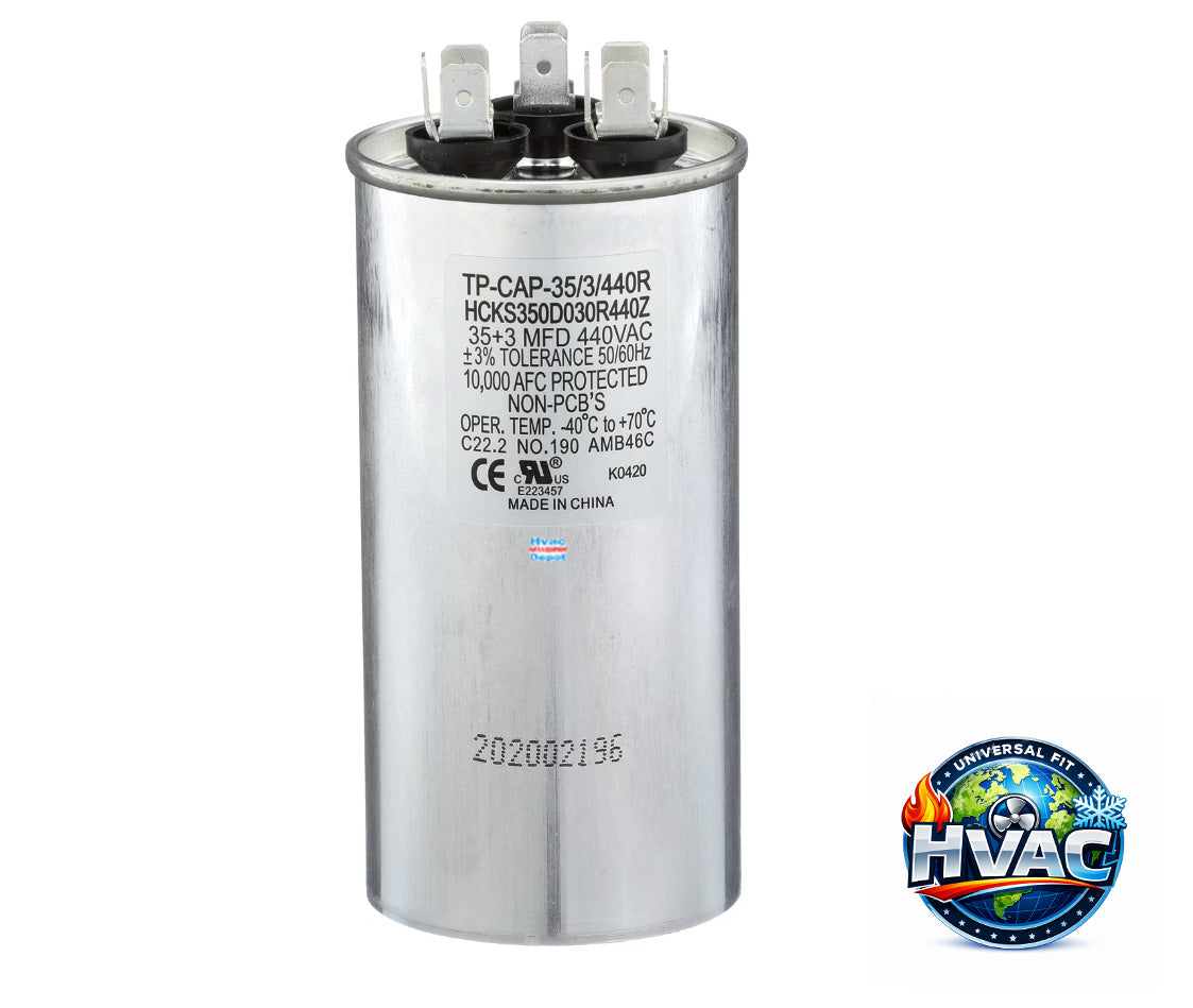 Protech 43-101665-58 Capacitor Replacement - TRADEPRO TP-CAP-35/3/440R Run Capacitor – Genuine OEM 35/3 MFD 440V Round Dual Run Capacitor